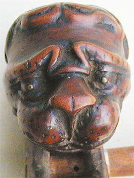 Lion Head Baroque Violin, head front detail