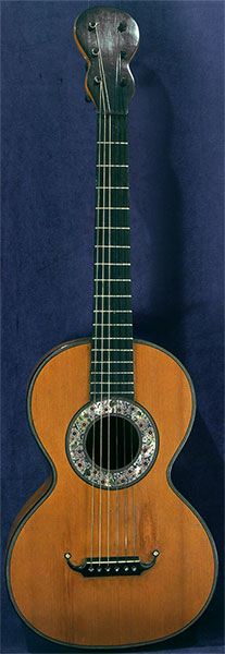 Early Musical Instruments part of the Bruderlin Collection, antique Romantic Guitar by Dubois around 1830